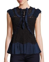 Rebecca Taylor Ruffle Trimmed Lace Blouse