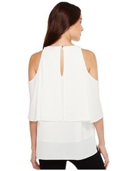 Vince Camuto Cross Over Ruffled Cold Shoulder Blouse Blouse