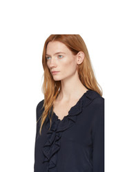 See by Chloe Navy Ruffle Front Blouse
