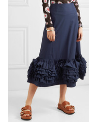 Molly Goddard Nora Ruffled Cotton Poplin Midi Skirt