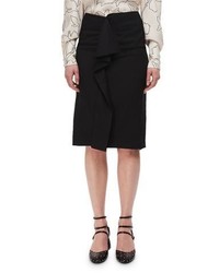 Carven High Rise Deconstructed Pencil Skirt W Ruffle