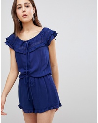 Brave Soul Candy Playsuit With Frill Off Shoulder
