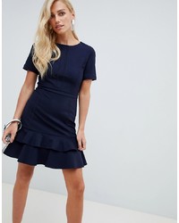 Forever New Layered Jersey Tea Dress With Laddering Insert In Navy