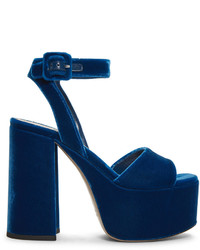 Miu Miu Blue Velvet Platform Sandals