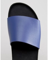 Asos Slider Sandals In Blue