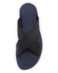 Giorgio Armani Webbed Crisscross Logo Sandal Blue