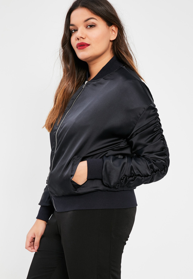 plus size satin bomber jacket