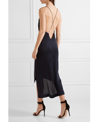 Dion Lee Asymmetric Satin Dress Midnight Blue