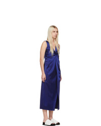 Marina Moscone Blue V Neck Twisted Dress