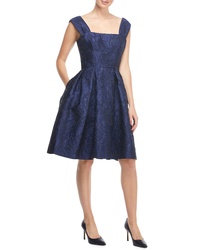 Gal Meets Glam Collection Annabelle Square Neck Satin Jacquard Dress