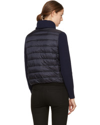 Moncler Black And Navy Down Knit Jacket