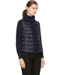 Moncler Black And Navy Down Knit Jacket