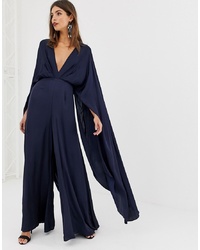 ASOS EDITION Cape Sleeve Jumpsuit In Satin