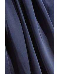 JONATHAN SIMKHAI One Shoulder Tie Front Satin Jumpsuit Midnight Blue