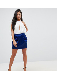 Navy Satin Mini Skirt