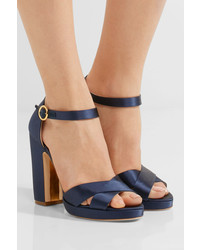 Rupert Sanderson Savanna Satin Sandals Navy