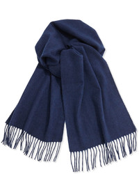 Neiman Marcus Cashmere Solid Fringe Scarf Navy