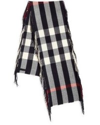 Burberry Fringed Navy Cashmere Scarf