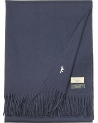 MAISON KITSUNÉ Maison Kitsun Navy Blue Fringed Wool Scarf