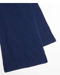 Portolano Sugar Blue Cashmere Ribbed Knit Scarf