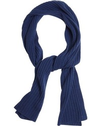 Portolano Sugar Blue Cashmere Ribbed Knit Scarf