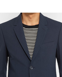 A.P.C. Blue Jerome Slim Fit Stretch Cotton Seersucker Blazer