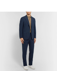 Berg & Berg Navy Dan Ii Slim Fit Unstructured Stretch Cotton Blend Seersucker Suit Jacket