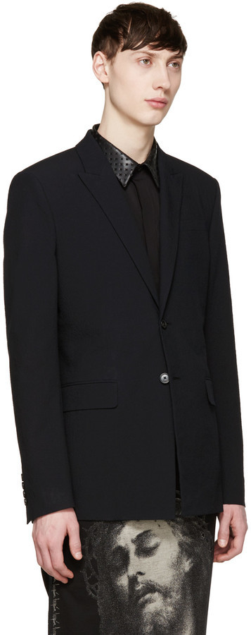 Givenchy Navy Seersucker Blazer, $2,715 | SSENSE | Lookastic