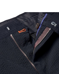 Paul Smith Slim Fit Cotton And Wool Blend Seersucker Trousers