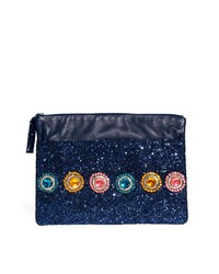 House of Holland Clutch Bag In Navy Glitter