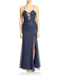 Sean Collections Sequined Criss Cross Back Gown