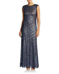Vera Wang Sequined Circle Back Trumpet Gown
