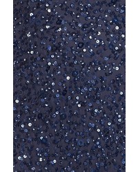 Adrianna Papell Short Sleeve Sequin Mesh Gown
