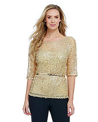 Alex Marie Esme Belted Sequined Blouse