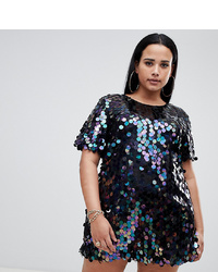 Missguided Plus Sequin T Shirt Dress In Multi