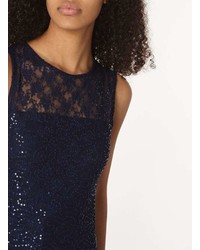 Navy Sequin Lace Shell Top