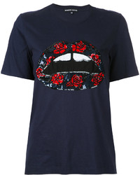 Markus Lupfer Sequin Lip Rose Patch T Shirt