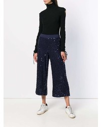 P.A.R.O.S.H. Cropped Sequin Wide Leg Trousers