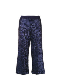 P.A.R.O.S.H. Cropped Sequin Wide Leg Trousers