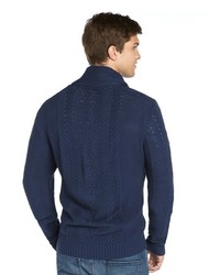 Quinn Navy Cotton Dorset Cable Knit Long Sleeve Cardigan