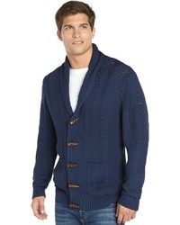 Quinn Navy Cotton Dorset Cable Knit Long Sleeve Cardigan