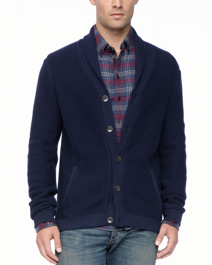 Rag and Bone Rag Bone Donaghy Shawl Cardigan Navy, $325 | Neiman Marcus ...