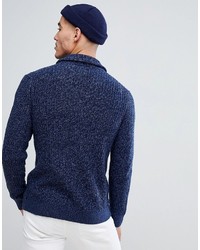 Abercrombie & Fitch Shawl Collar Knit Cardigan In Navy Marl