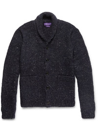 Ralph Lauren Purple Label Shawl Collar Mlange Wool Alpaca And Linen Blend Cardigan