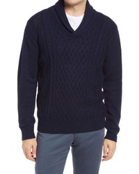 Peter Millar Cable Knit Shawl Collar Wool Blend Sweater