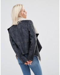 Brave Soul Faux Shearling Waterfall Front Jacket