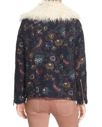 Free People Jacquard Jacket With Faux Shearling Trim