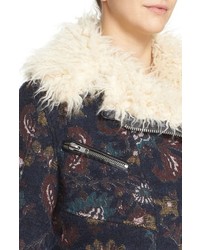 Free People Jacquard Jacket With Faux Shearling Trim