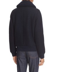 A.P.C. Stacy Faux Leather Trim Wool Jacket With Removable Genuine Shearling Collar