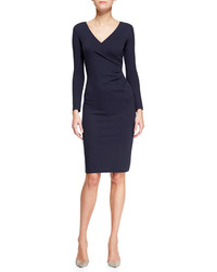 Armani Collezioni Crossover Ruched Long Sleeve Jersey Dress